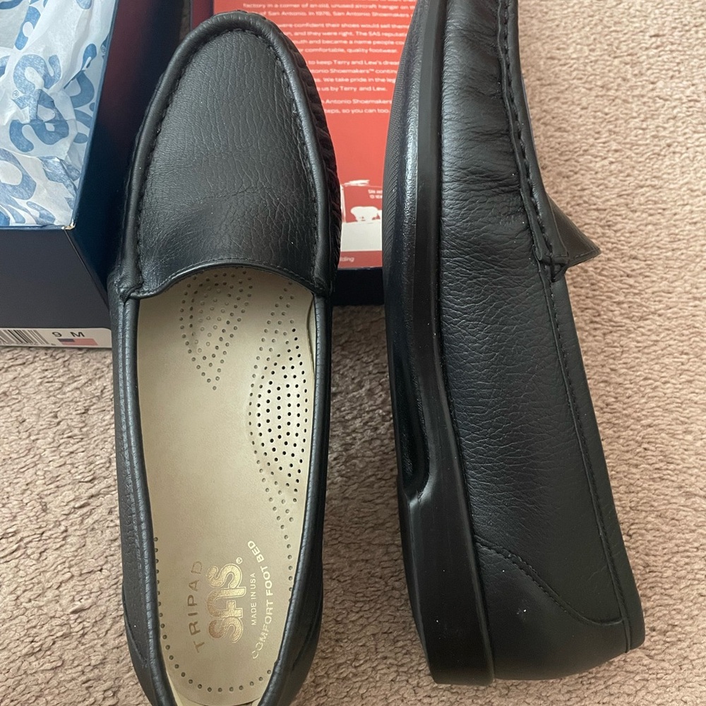 SAS Black Leather Comfort Loafers